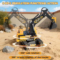 DOUBLE E Remote Control Excavator Toy - Black-yellow - image 2