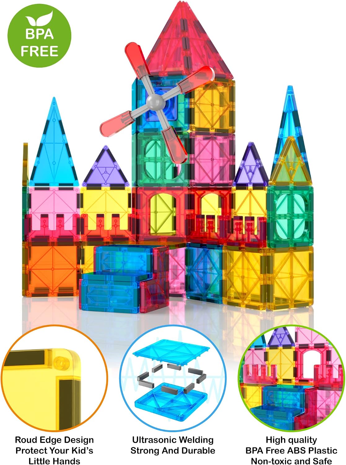 Jasonwell 100pcs Magnetic Tiles Building Blocks Set for Boys Girls - image 4