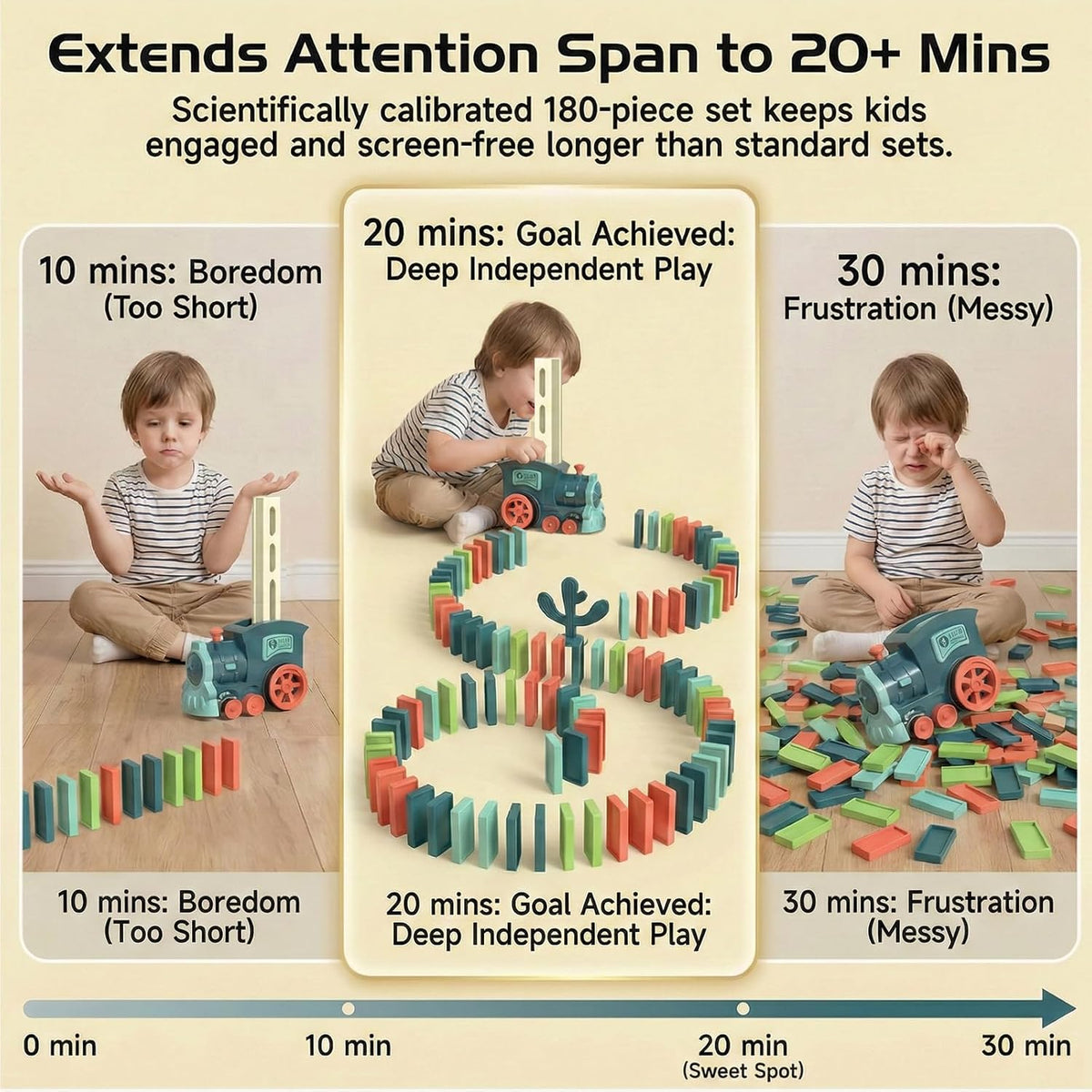 PREPHY Domino Train Toys Kids Games - Morandi Blue - image 2