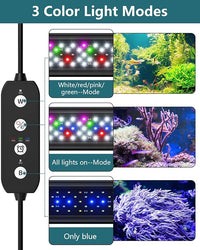 Led Aquarium Light for Plants-Full Spectrum Fish Tank Light with Timer Auto On/Off, 36-42 Inch, Adjustable Brightness, White Blue Red Green Pink LEDs with Extendable Brackets for Freshwater
