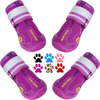 QUMY Dog Shoes for Large Dogs, Medium Dog Boots & Paw Protectors for Winter Snowy Day, Summer Hot Pavement, Waterproof in Rainy Weather, Outdoor Walking, Indoor Hardfloors Anti Slip Sole Purple Size 3