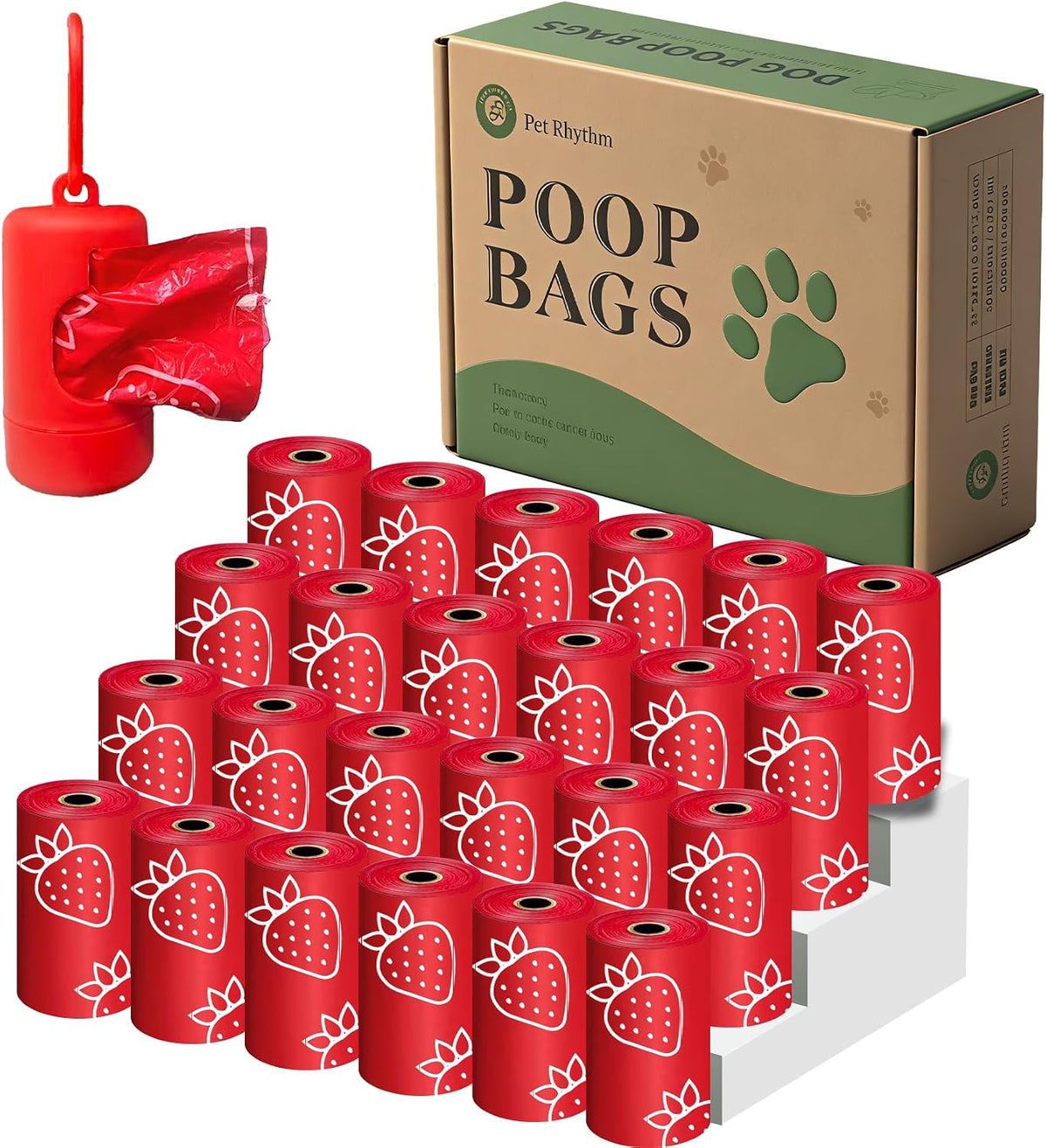 Cherry Blossom Scented Dog Poop Bags, 42 Rolls 630 counts - red / 360 Count (Pack of 1)