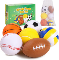 PlayZap 7 pack of 5 inch soft rubber sports balls for kids, including rainbow designs - view 3