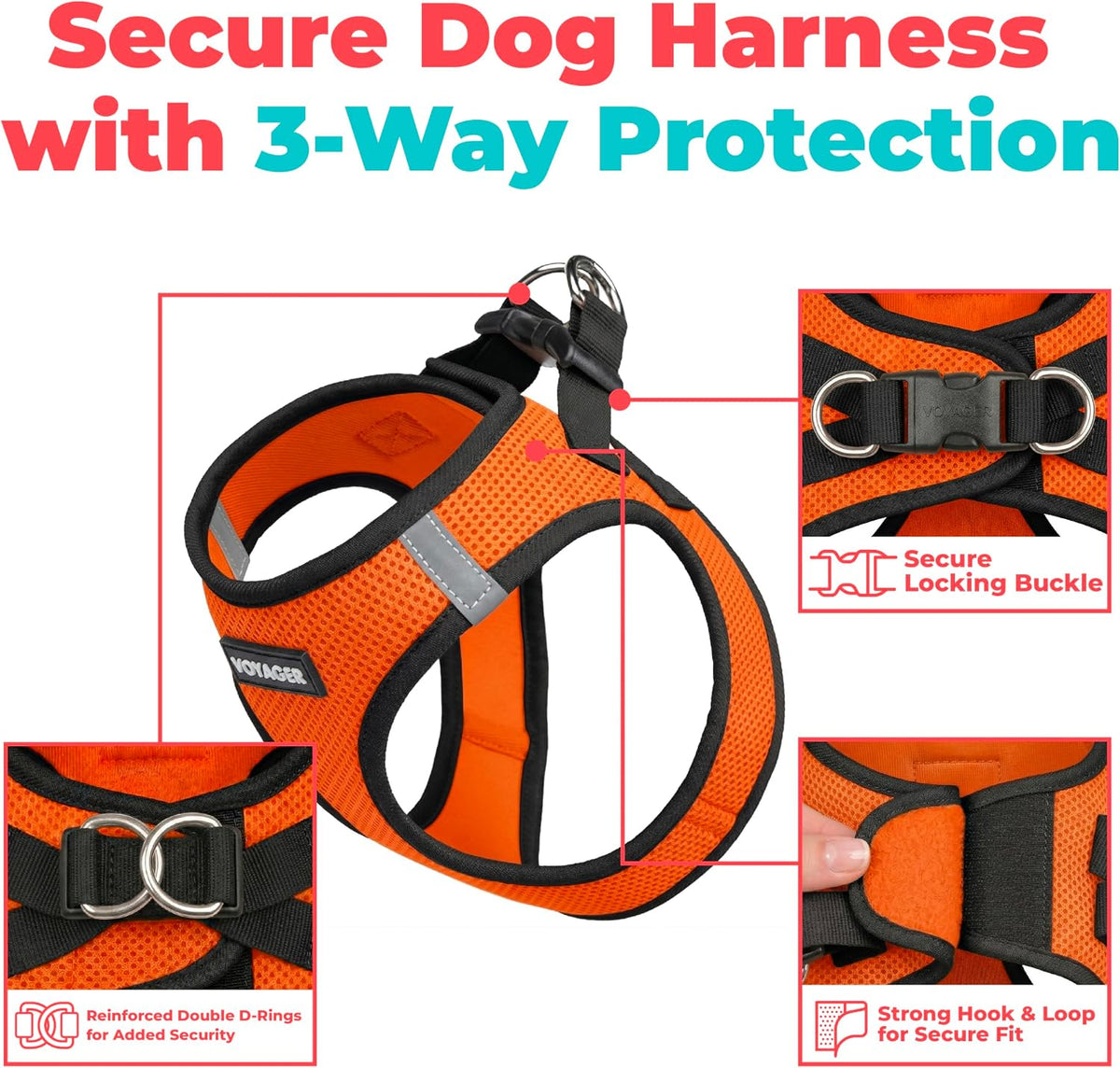 Voyager Step-in Air Dog Vest Harness - Orange/Black Trim / S (Chest: 14.5 - 16") - image 2