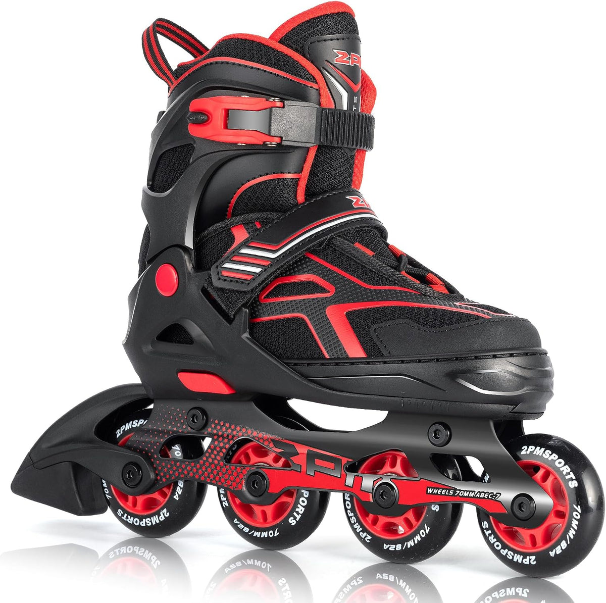 2PM SPORTS Adjustable Inline Skates for Kids, Youth and Adults – Fun for Kids & Family - B Red / Large - Youth (4.5-8 US) - image 4