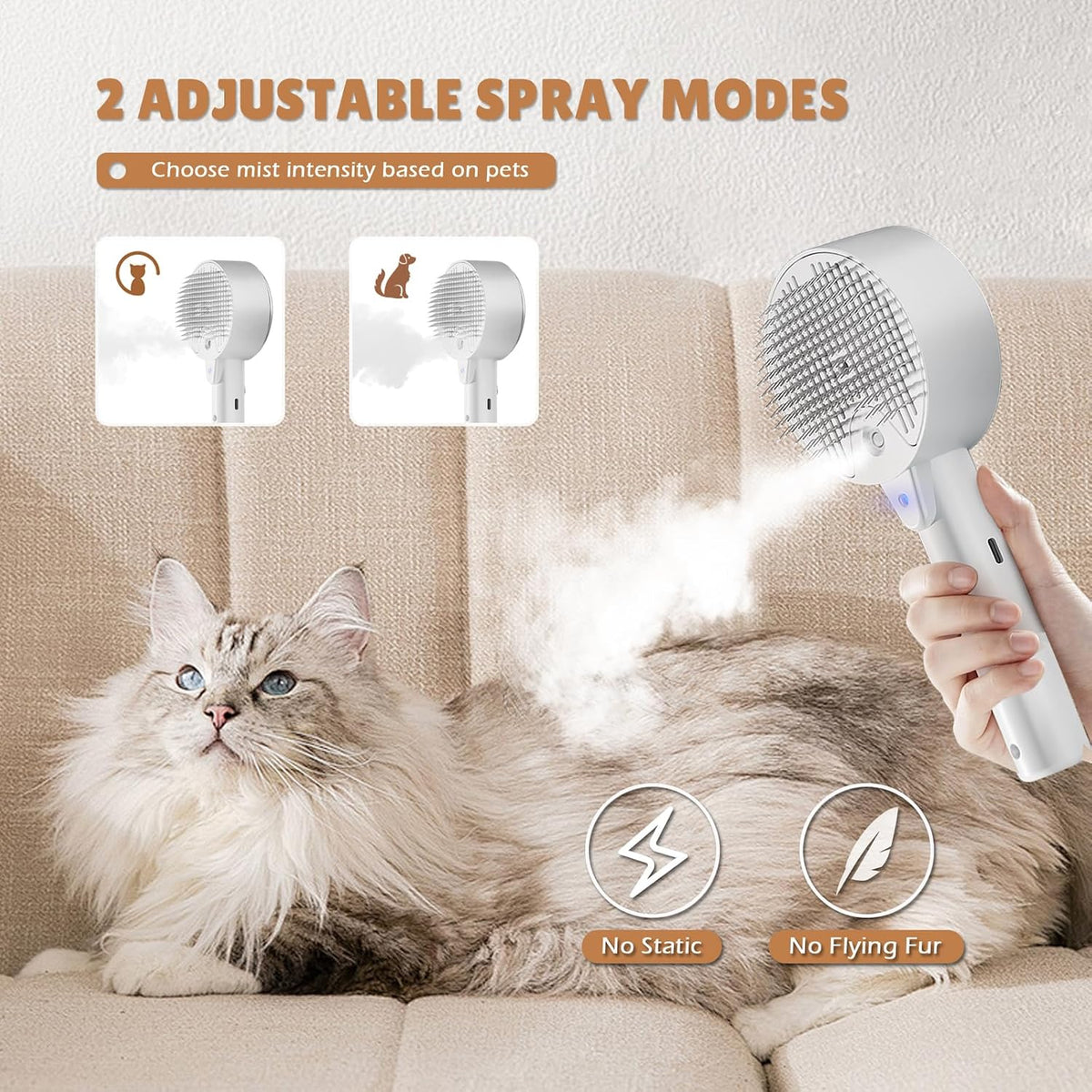 Cat Steam Brush for Indoor Cats - White - image 4