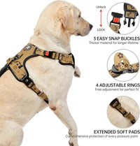 NESTROAD No Pull Dog Harness,Adjustable Oxford Dog Vest Harness with Leash,Reflective No-Choke Pet Harness with Easy Control Soft Handle for Large Dogs(Large,Light Brown)