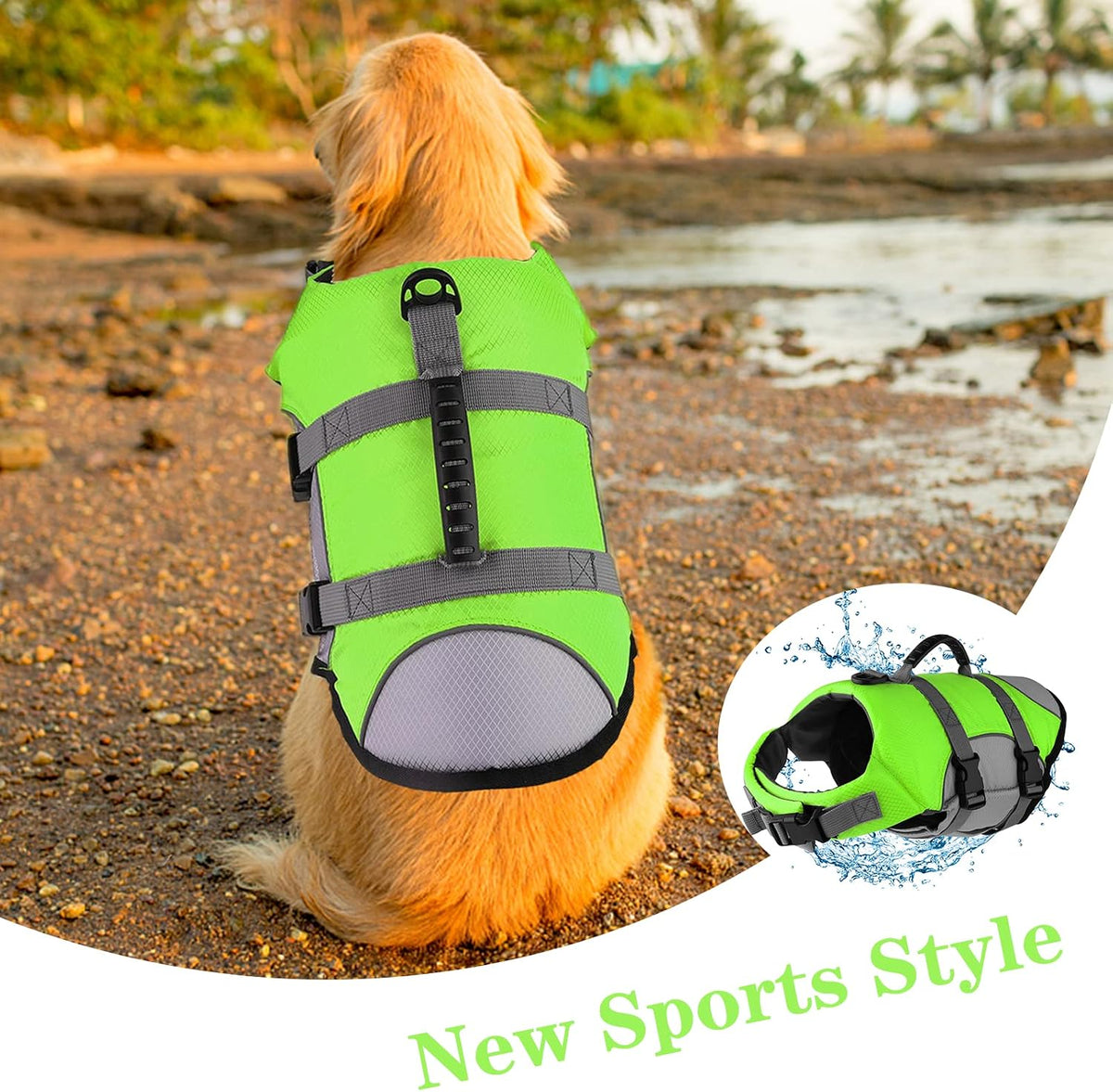 Mklhgty Hawaiian Dog Life Jacket - Green / Medium - image 4