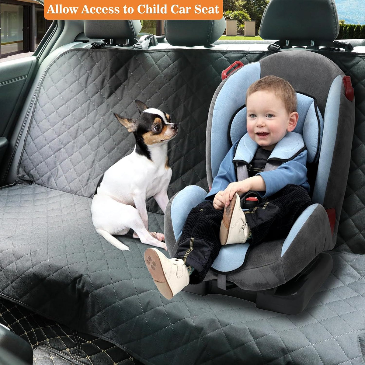 Dog Car Seat Cover Back Seat, Waterproof Nonslip Seat Protector - Black C - image 4