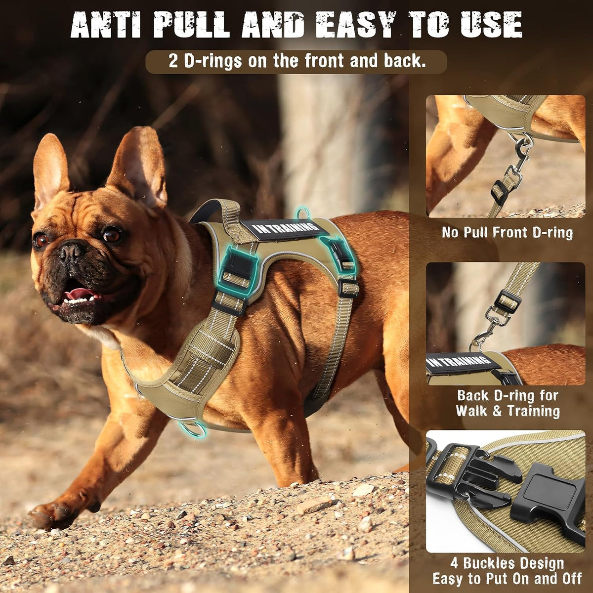 Tactical Dog Harness and Leash Set with 10 Patches for Large Dogs – Essentials for Dogs - Small / Brown - image 3