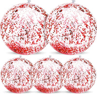 TURNMEON 5 Pack Sequins Beach Balls 16 Inch 24 Inch Pool Party - Red / 2 pcs 24inch+3 pcs 16inch