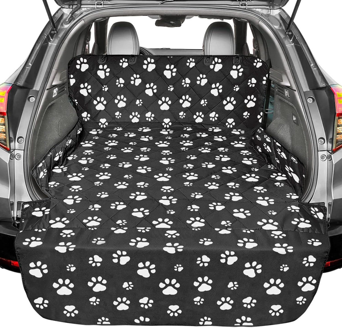 SUV Cargo Liner for Dogs - Trunk Cover for SUV with Bumper Flap Protector – Essentials for Dogs - Paw Print / Extra Large: 55'' x 106"