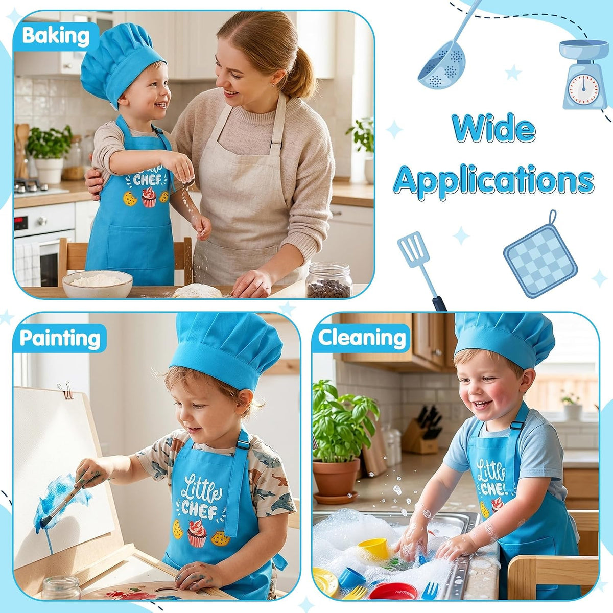R HORSE Kid Apron and Chef Hat Set - Little Chef - image 4