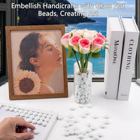White Glass Marbles, 0.97 LB Flat Glass Beads for Vases, Mosaic Gem Pebbles for Aquarium Decor, Floral Arrangements Vase Filler Smooth Mancala Stones and Crafts Approx. 80-100PCS
