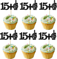 Ephlyn 1Pc 49+1 Black Glitter Cake Topper 50th Birthday Party Cake - 16th-24Pcs / Black