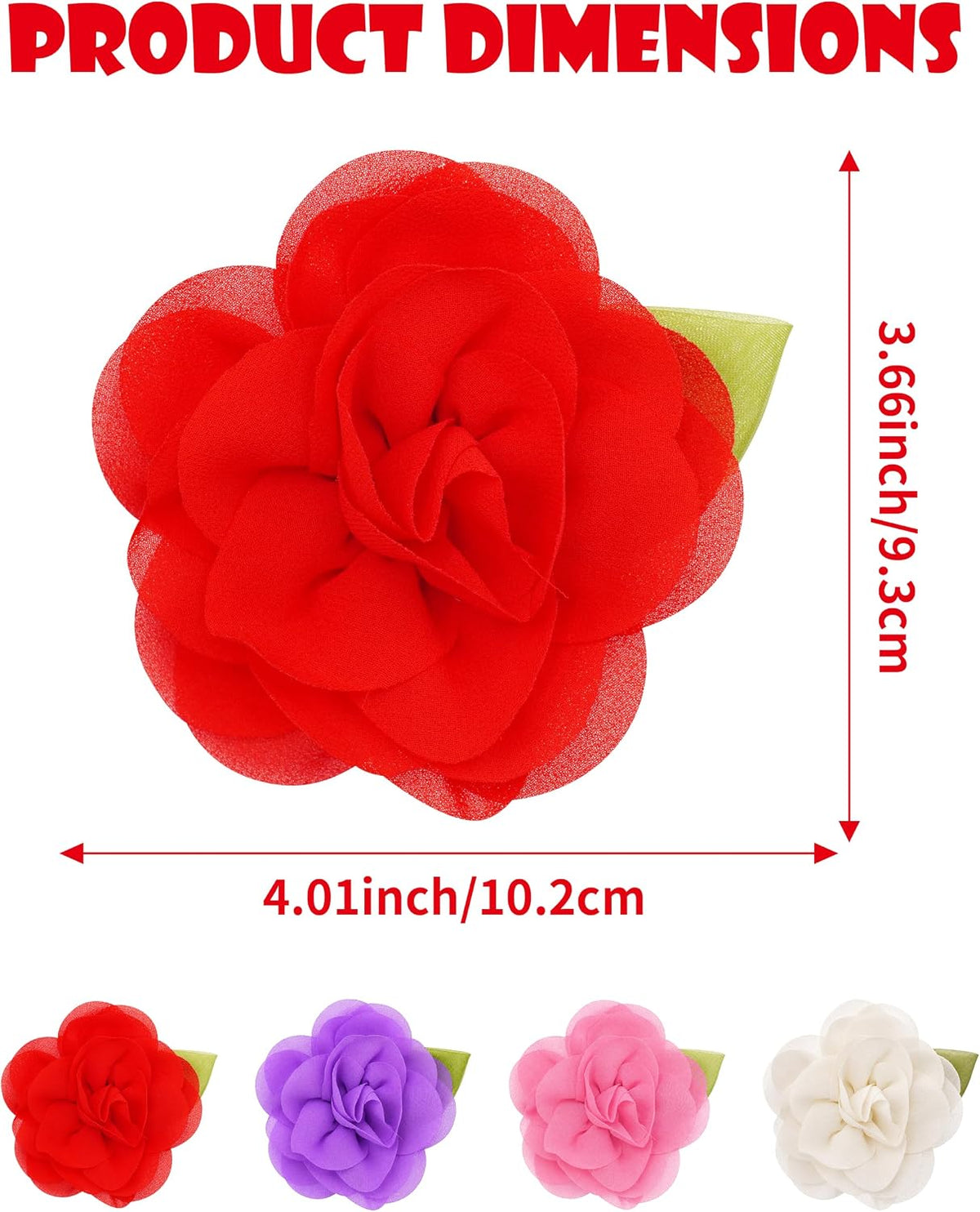 PET SHOW 4 Pack Small Dog Bows Sliding on Collar Attachment – Essentials for Dogs - Red, Pink, Purple, White - image 2