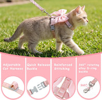Tensho Pink Bow Cat Harness and Leash Set, Escape Proof - Pink Bow / M - image 2