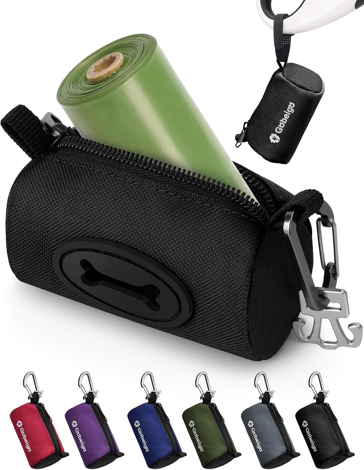 Gobeigo Dog Poop Bag Holder with Used Bag Carrier – Essentials for Dogs - Black