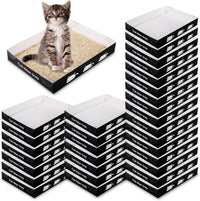 Amyhill 30 Pack Disposable Cat Litter Box Paper Pet Trays - Black