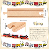 Liliful 16 straight 6 inch wooden train track pieces - view 2