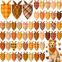 50 Pcs Halloween Dog Bandanas Bulk - 25.6 x 17.7 x 17.7 Inch / Fall Plaid / 100