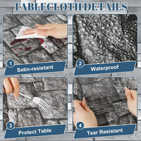NatNarr 3 Pack Wood Grain Plastic Tablecloths - Stone Wall - image 4