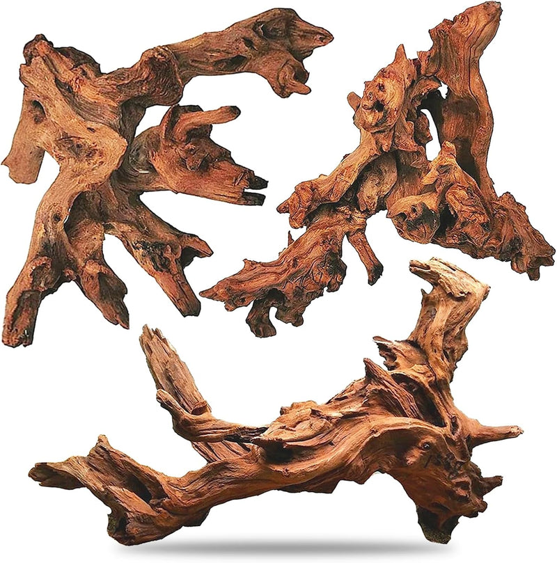 Aquarium Driftwood 3PCS Natural Trunk Driftwood Assorted Branches - Mopani Driftwood (8-12in 3PCS)