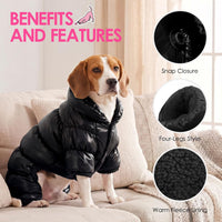 Dog Coat Waterproof Dog Jacket Fullbody Dogs Winter Coat Snowsuit – Essentials for Dogs - Black / Medium - image 4