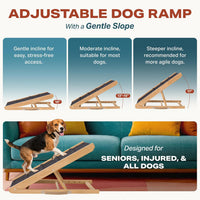 Adjustable Dog Ramp for Bed, Wooden Dog Ramp for Couch - Light Brown / 34" Long x 12.6" Walking Space - image 4