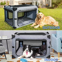 NEZUC Soft Collapsible Dog Crate - 36 Inch Portable Soft Sided Travel Dog Crates for Large Dogs, 4-Door Foldable Dog Carrier, Pet Kennel Indoor & Outdoor (Gray, 36.0" L x 22.0" W x 22.0" H)