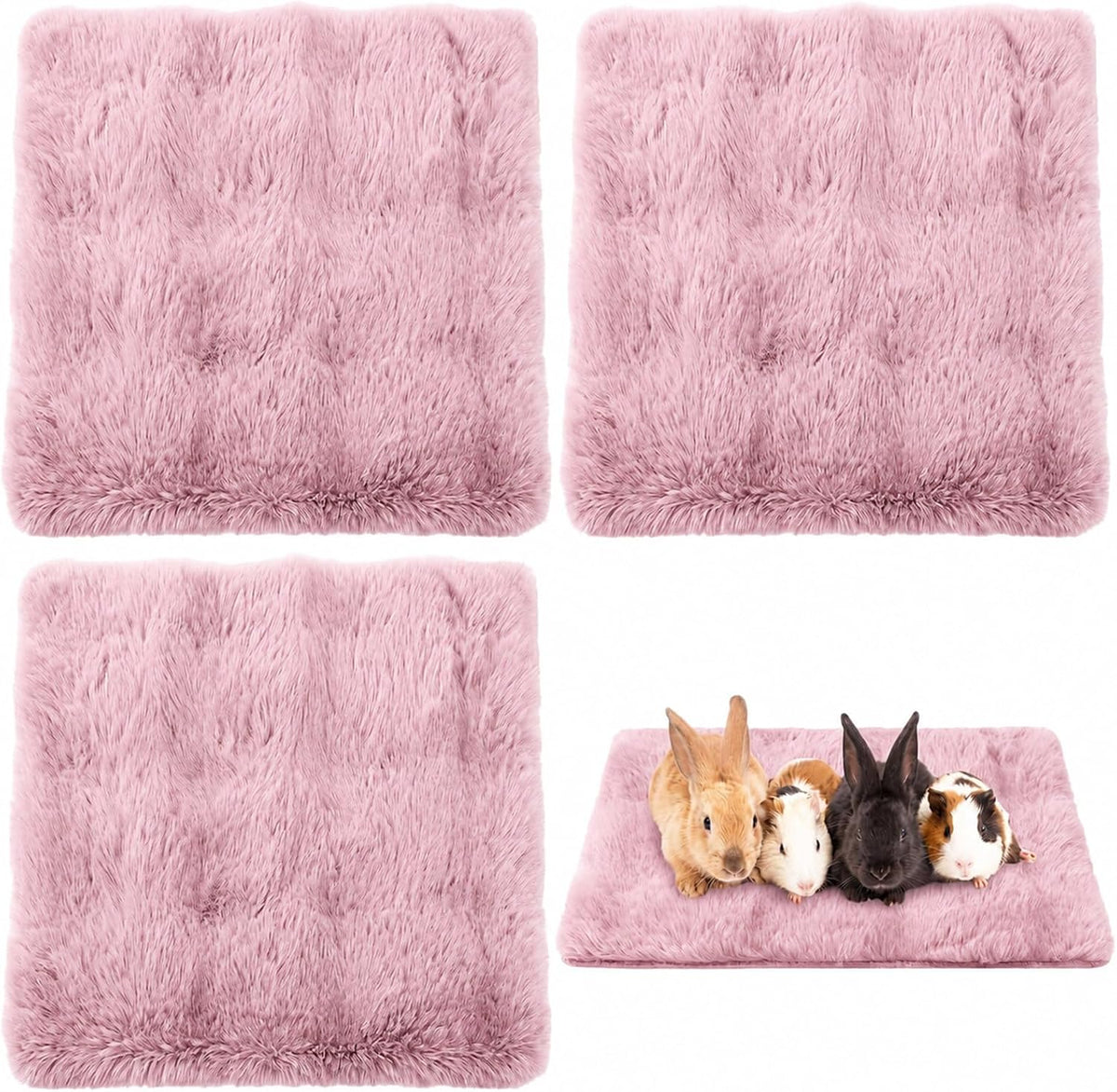 Jetec 3 Pcs Guinea Pig Beds, Fleece Small Animal Mats - Bubble Fleece / Winter / Pink