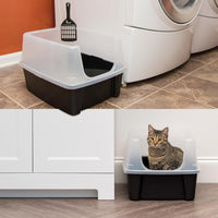 IRIS USA High Sided Cat Litter Box, Scatter Shield - Large - 2 Pack / Black - image 2