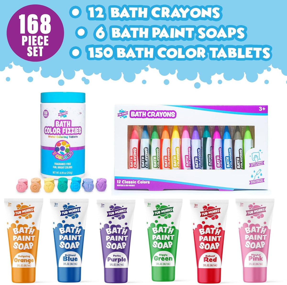 Tub Works Smooth Bath Crayons Bath Toy, Nontoxic - Bath Colors Set - image 2