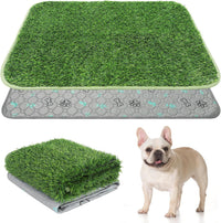Dog Grass Pad with Washable Pee Pads for Puppy Potty Tray - Green / 20" x 25" (1 Pack)