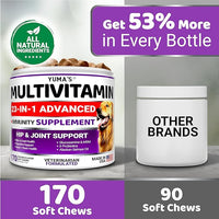 Dog Multivitamin Chewable with Glucosamine - Dog Vitamins and Supplements - 170 Treats - Senior & Puppy Multivitamin for Dogs - Hip & Joint Support - Immune Health, Skin, Heart, Digestion, Probiotics