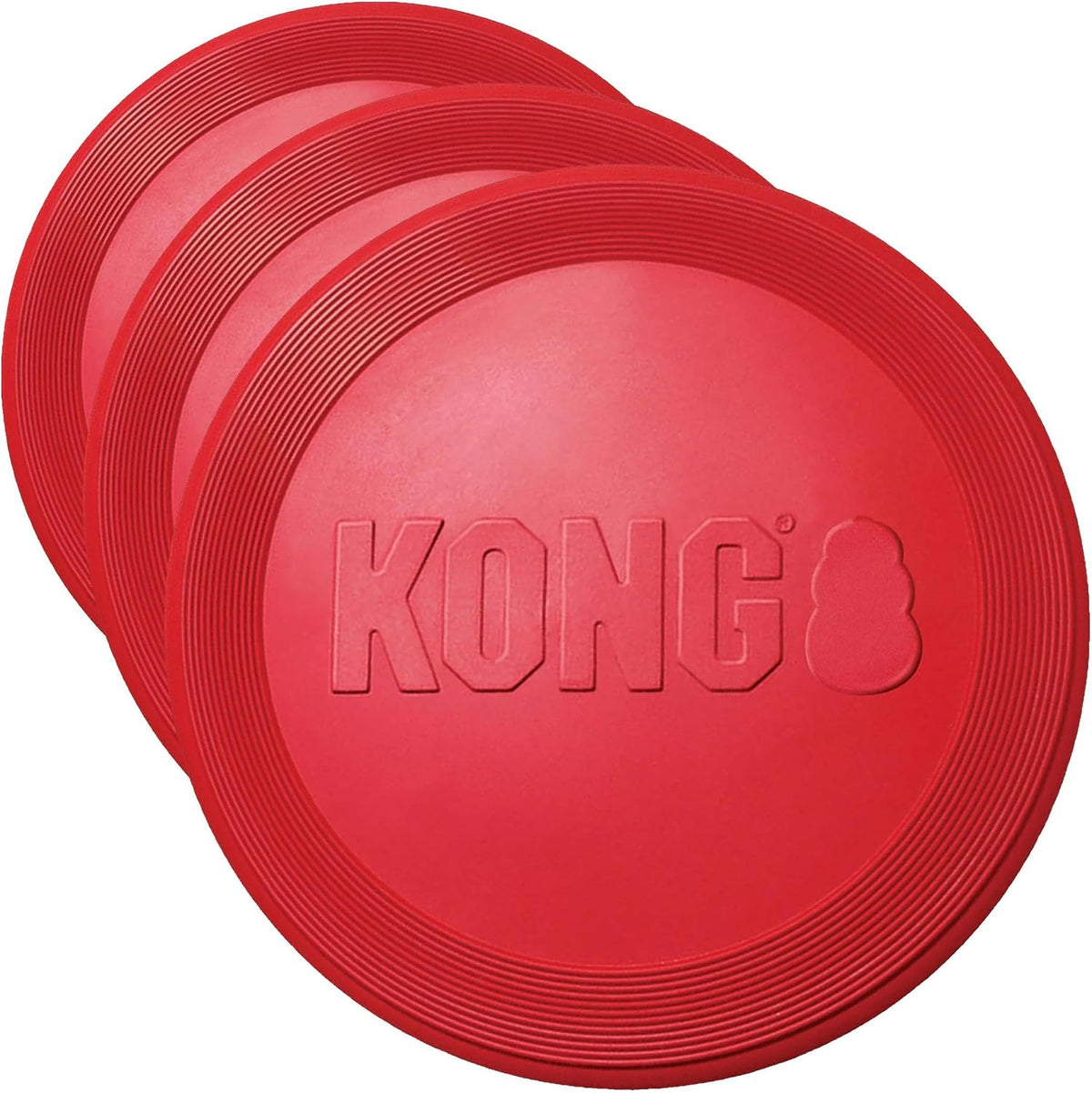 KONG Flyer, Natural Rubber Flying Disc Fetch Toy - Small (Pack of 3)