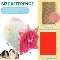 PAWNISAW pink gradient guinea pig tunnel hideout with two-sided fleece and cooling mat - view 2