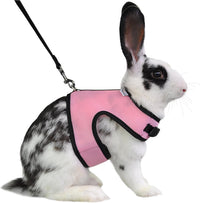 Niteangel Adjustable Soft Harness with Elastic Leash for Rabbits – Essentials for Small Pets - XL / Pink