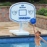 Pool Basketball Hoop, 34"x34"x42.2" Oversized Pool Toys with 2 Balls/Nets/Pump for Poolside Water - White