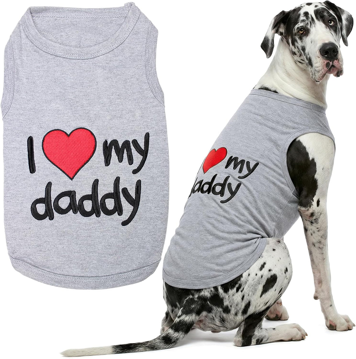 Parisian Pet Dog Shirt, 100% Cotton Shirts for Medium Dogs - I Love My Daddy / 5X-Large (110-140lbs)