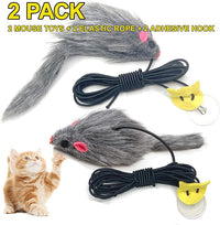Hanging Cat Toy - 2PCS Interactive Cat Feather Toys for Mental Physical Stimulation, Retractable Teaser Kitten Toys for Indoor Cats Play Chase Exercise, Boredom Buster with Mouse