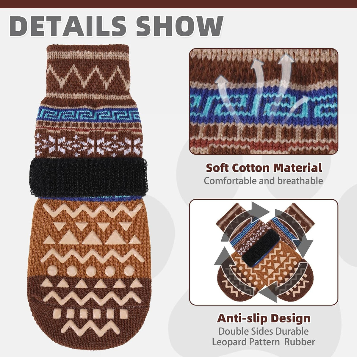 Dog Socks Shoes for Hot Pavement - Brown / X-Large(4 Pack) - image 3