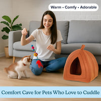 PETMAKER Cat House Indoor Bed with Removable Foam Cushion - Brown / 12 Inch - image 4