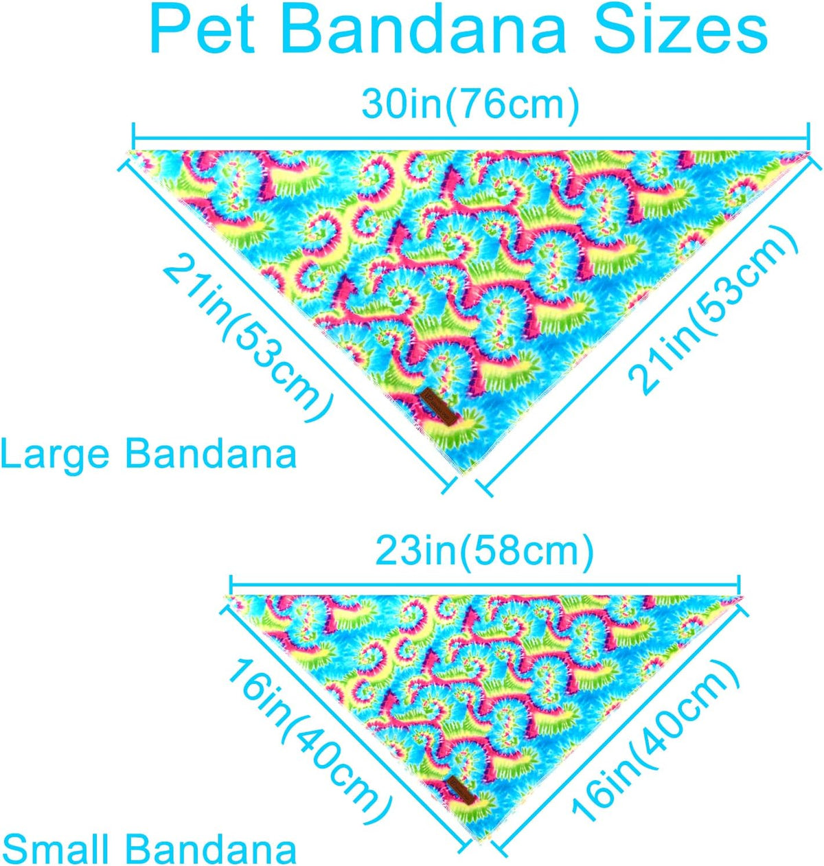 Summer Dog Bandana, UP URARA PUP Strawberry Triangle Bid Scarf for Medium Large Dogs, Cotton - Tiedye / S - image 4