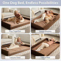 Orthopedic Washable Large Dog Bed for Senior Dog Comfy Sleep – Essentials for Dogs - 71"l x 46"w x 7"th / Brown - image 4