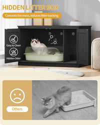 Hzuaneri Cat Litter Box Enclosure - Black / 39.4"L x 21.7"W x 23.6"H - image 3