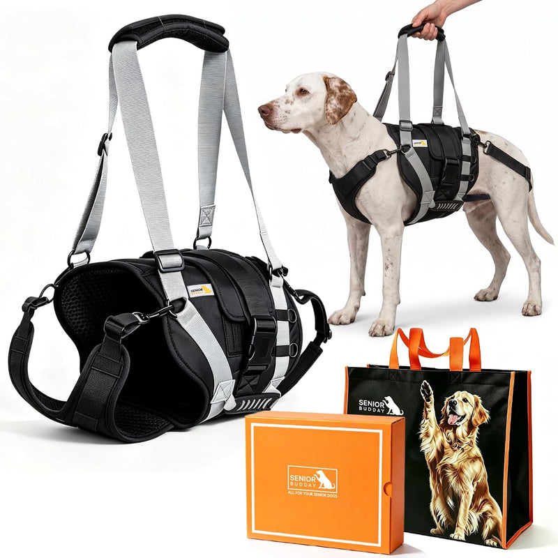Dog Lift Harness for Large Dogs, Full Body Dog Sling Carrier - Black / Large