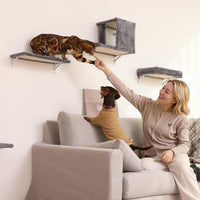 FUKUMARU Cat Wall Shelves - Light Gray / 4-Piece Set without Hammock - image 4