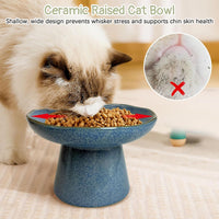 VCEPJH Elevated Cat Bowls 6.1in Wide Shallow Ceramic Raised Food Dish – Essentials for Cats - Blue(Pack of 1) - image 2