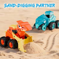 iPlay, iLearn toddler dinosaur truck toys, press and go construction race cars - view 3